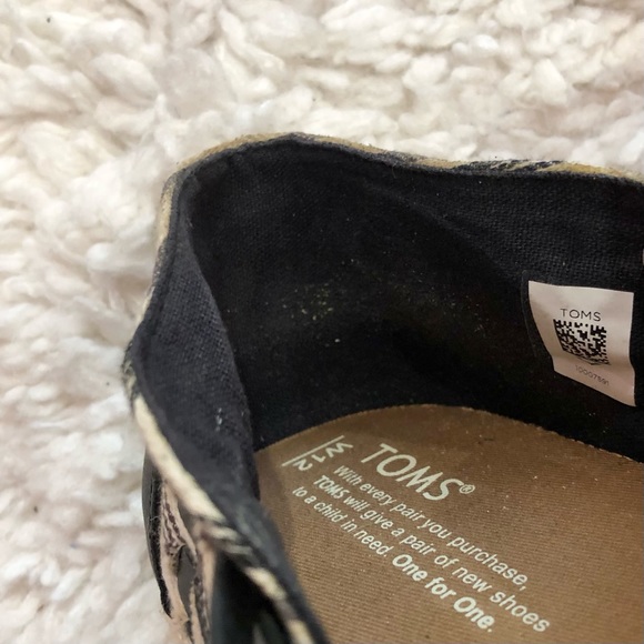 Toms Huarache Alpargata Woven Leather Espadrille Slip On Shoes Black White 12 - Picture 7 of 10